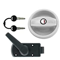 Cerradura exterior blanca con cerradura interior negra con asa para puerta de caravana con apertura a la derecha…